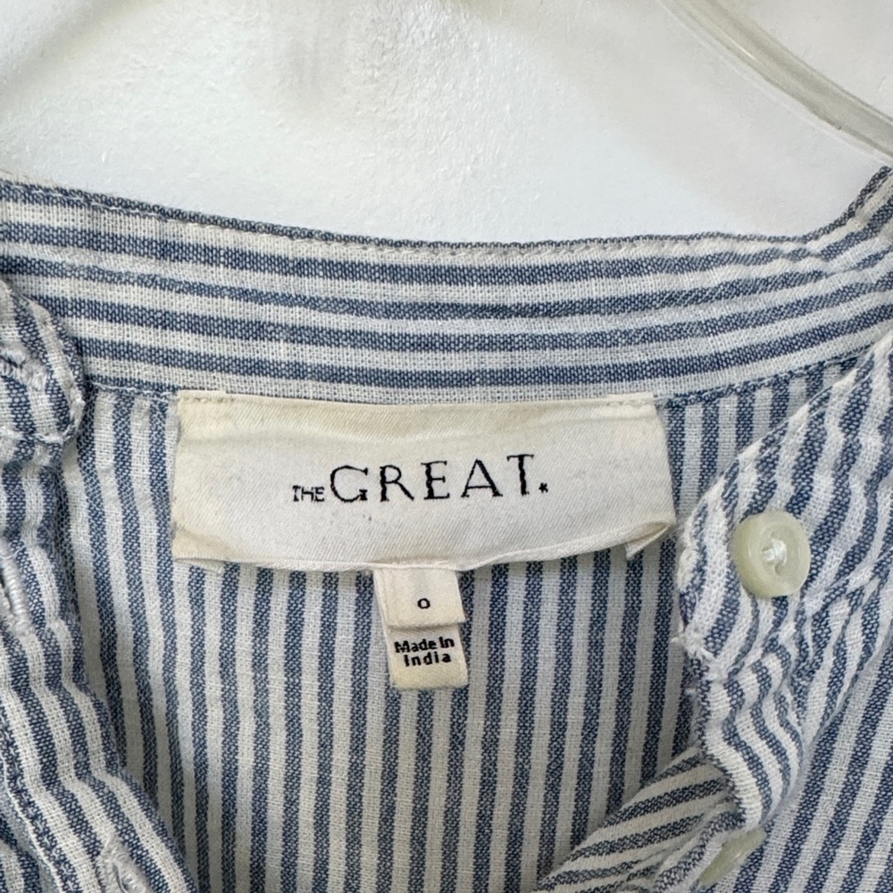 The Great Sea Salt Blue Stripe Women's Peasant Blouse - Picture 3 of 5